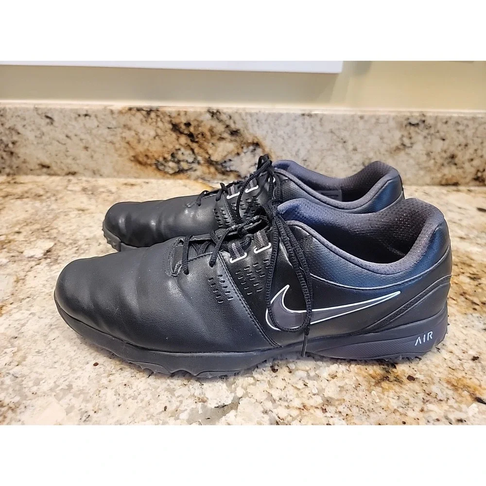 Nike Air Rival III 628533-001 Black Leather Golf Soft Cleats Shoes Mens 13